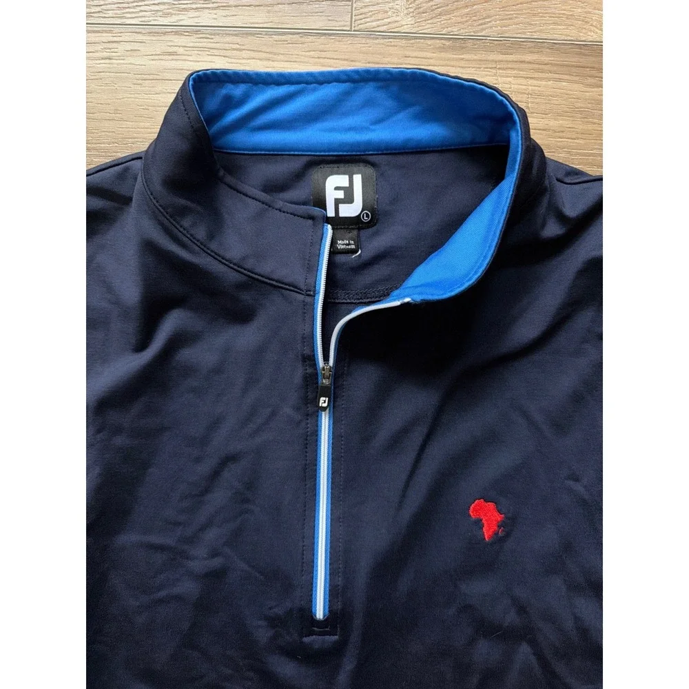 FootJoy Mens‎ Navy Blue 1/4 Zip Golf Vest Africa Logo SZ L Layering Gorpcore